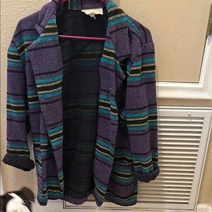 Purple and Green Blazer with Striking Stripes